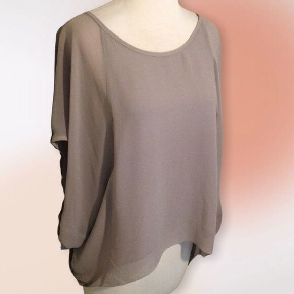 Aritzia Babaton 100% Silk Taupe Dolman Sleeve Evening Blouse M‎ - Picture 3 of 8